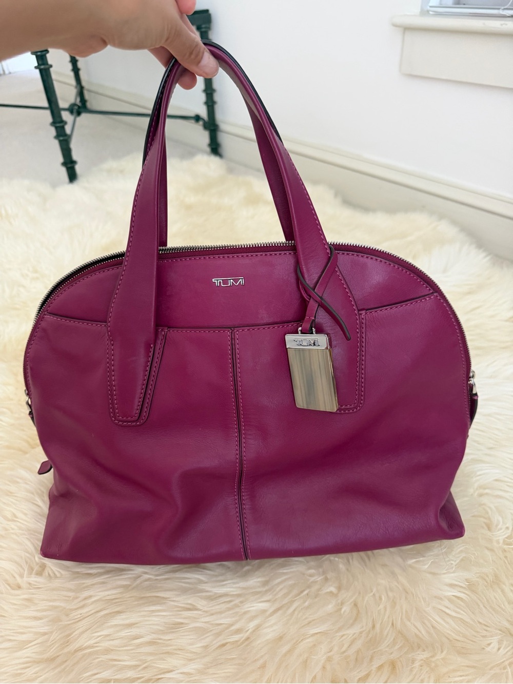 Tumi Leather Satchel in Plum